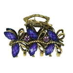 Haargreifer Libellen Haarklammer Metall Strass 3x2cm lila gold 5703f